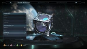 Mother Box loot crate from Injustice 2 with reward tiers displayed