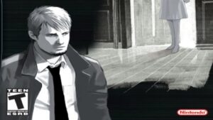Hotel Dusk: Room 215 – former detective Kyle Hyde stands in a dimly lit hallway, lost in thought.