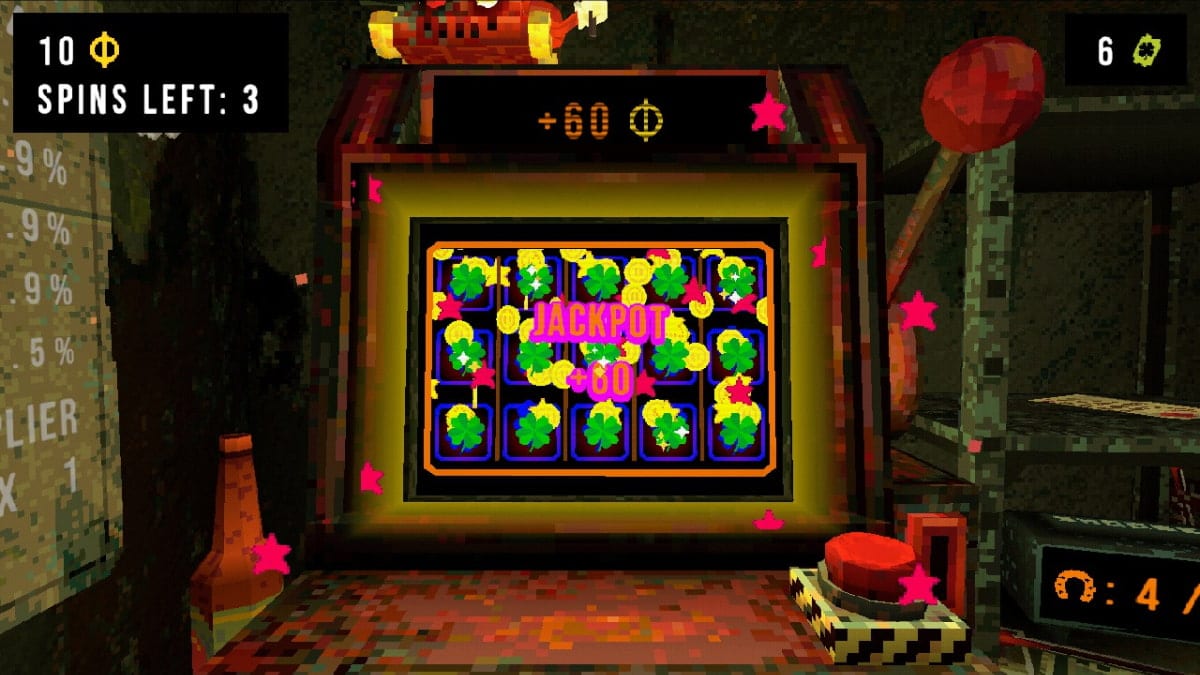 A full-screen jackpot triggers on the slot machine in CloverPit, rewarding a large coin payout during a single spin