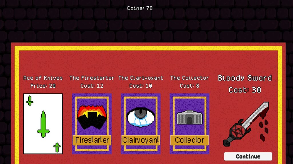 In-game upgrade shop displaying purchasable items in The Tower of 21