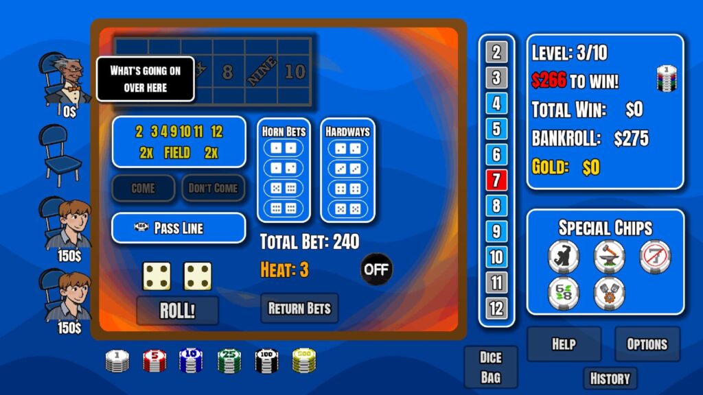 The image is taken from a mobile craps game called 6 Ways To 7