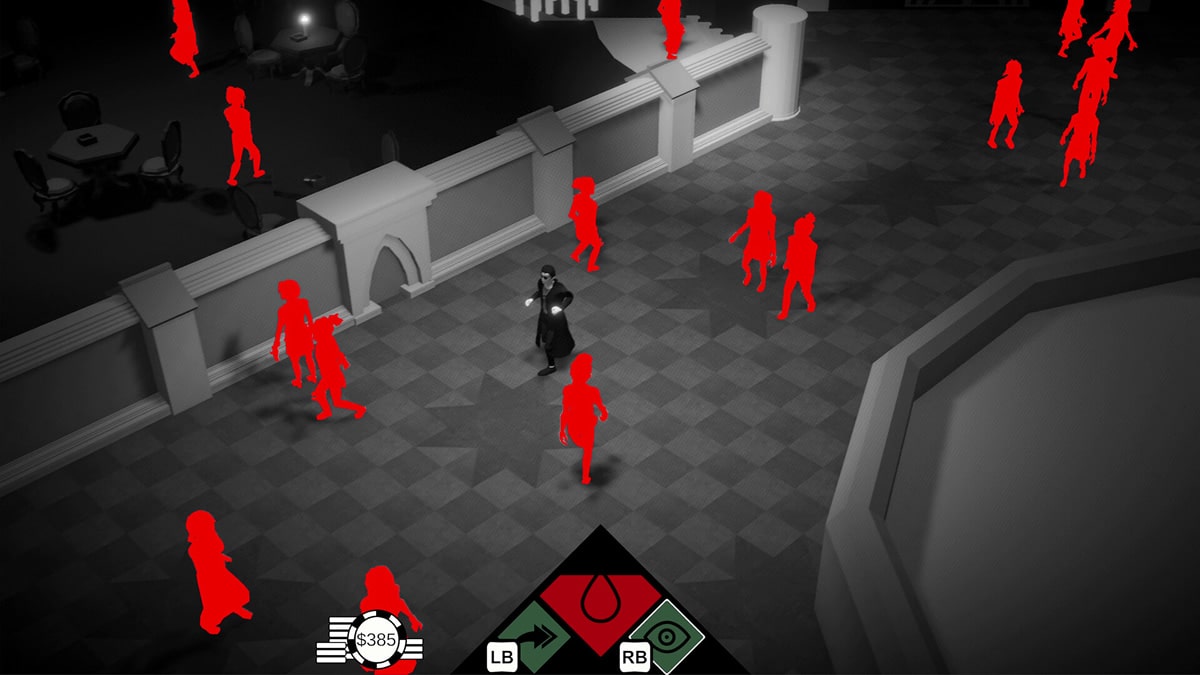 NPCs highlighted in red around the player character in Midnight Gambit