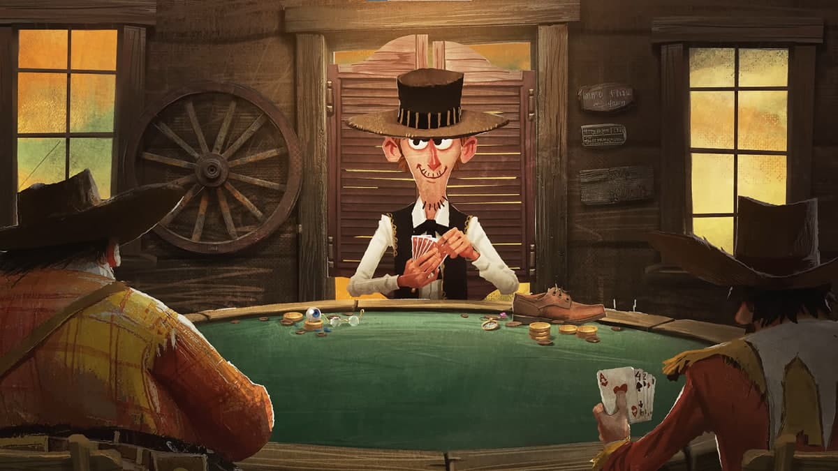 The Devil’s Due gameplay showing a poker duel between characters at a card table